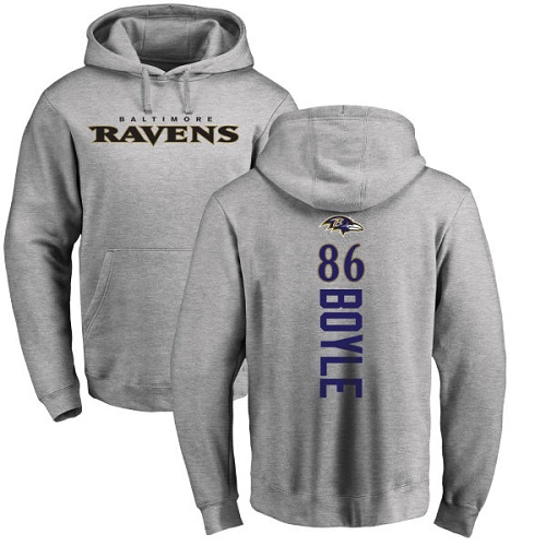 Men Baltimore Ravens Ash Nick Boyle Backer NFL Football #86 Pullover Hoodie Sweatshirt